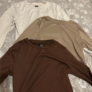 Set of Three Neutral Long Sleeve Tops